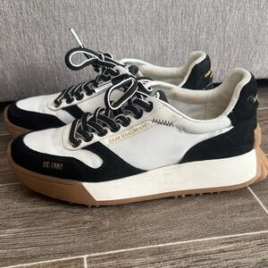 Sam Edelman Layla Black and White Sneakers with Tan Sole